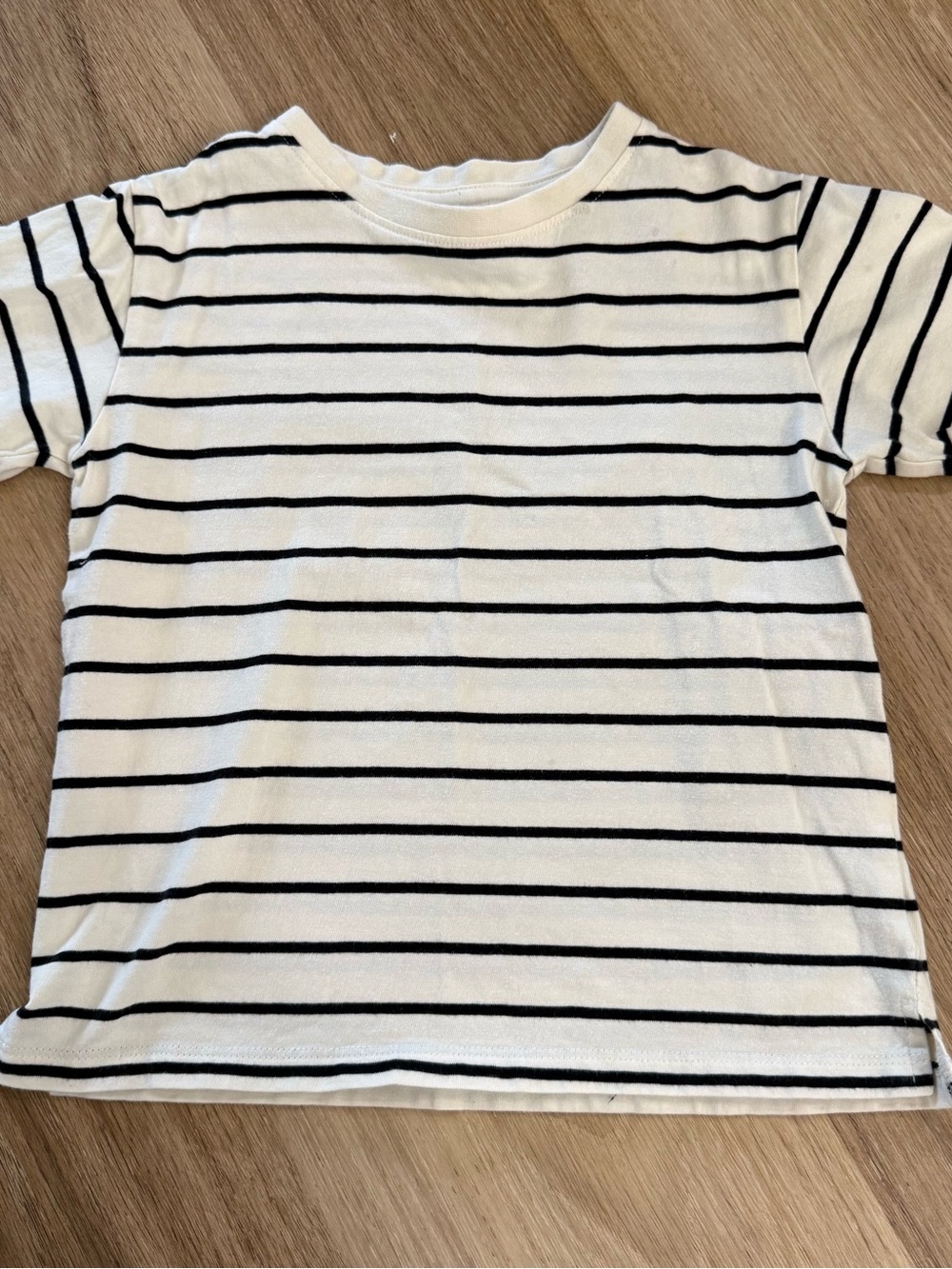 Zara Kids White and Black Striped Short Sleeve Tee